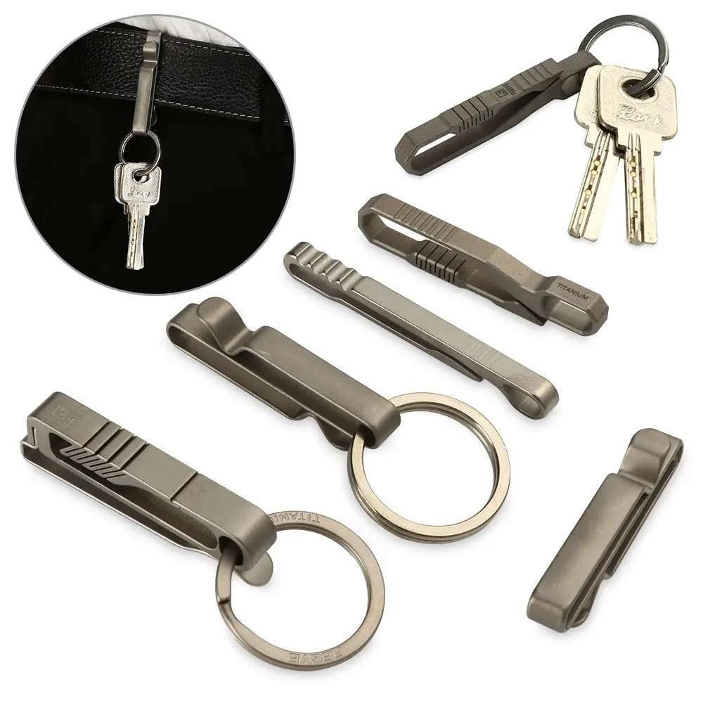 Camp Hiking Ribbon Ending Buckles Titanium Alloy Key Ring Belt Clip Hanging Buckles Quick Draw Keychain