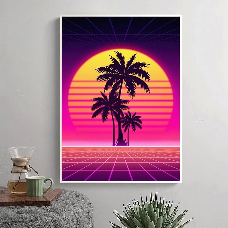 Neon Night City Street Fantasy Canvas Painting Posters and Prints 80s Dream Vaporwave Style Wall Art Picture Home Decoration