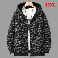 Zippered Hoodie Men Plus Size 11XL 10XL Fleece Hoodies Autumn Winter Fashion Casual Camouflage Hoodies Male