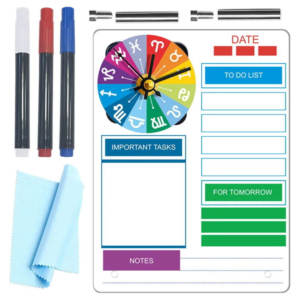

Набор из 1 акриловой доски-планировщика для рабочего стола с часами, прозрачная многофункциональная доска для заметок, доска для ежедневного планирования