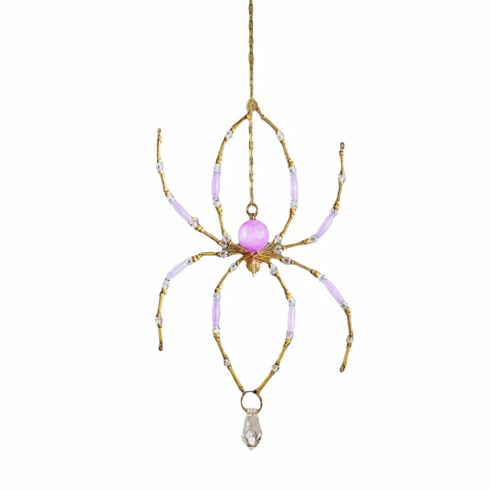 Beaded Spider Spider Sun Catcher Hang on Window Pink Crystal Spider Sunlight Catcher Home Decoration Light-catching Wind Chime