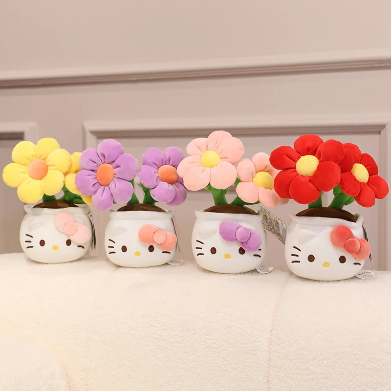Sanrio bonsai hellokitty floral brinquedos de pelúcia bonito casa decoração do carro pelúcia bonsai dos desenhos animados hellokitty pequenas bonecas de pelúcia