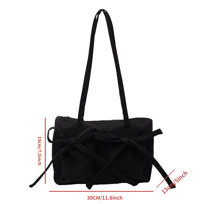 2024 New Bow Tote Bag High End High Capacity Shoulder Bag Women\'s Simple Solid Color Commuting Underarm Bag