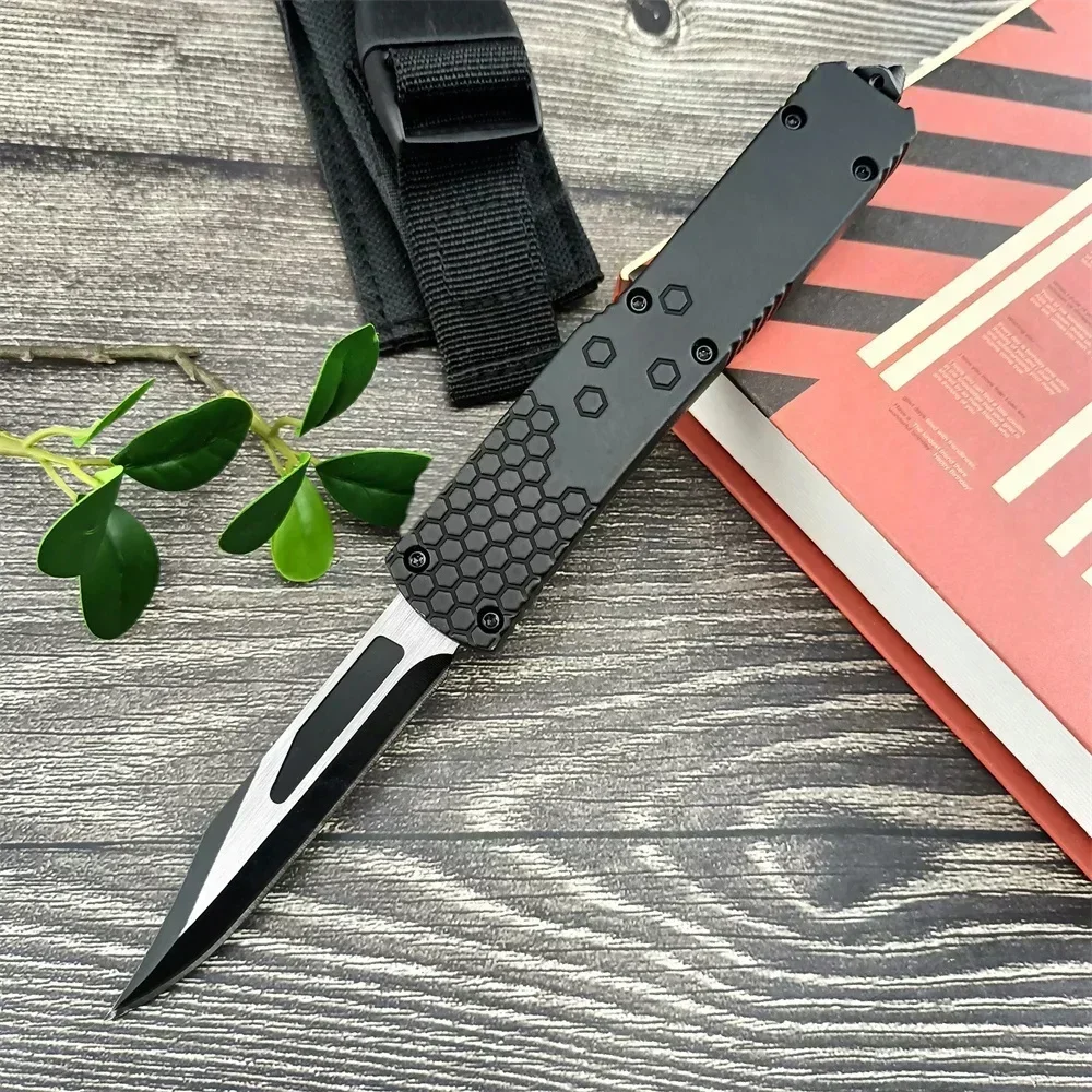 

Folding Pocket Knife 440C Stonwashed Blade Zinc Alloy Black Handle Military Combat Outdoor EDC Camping Knife