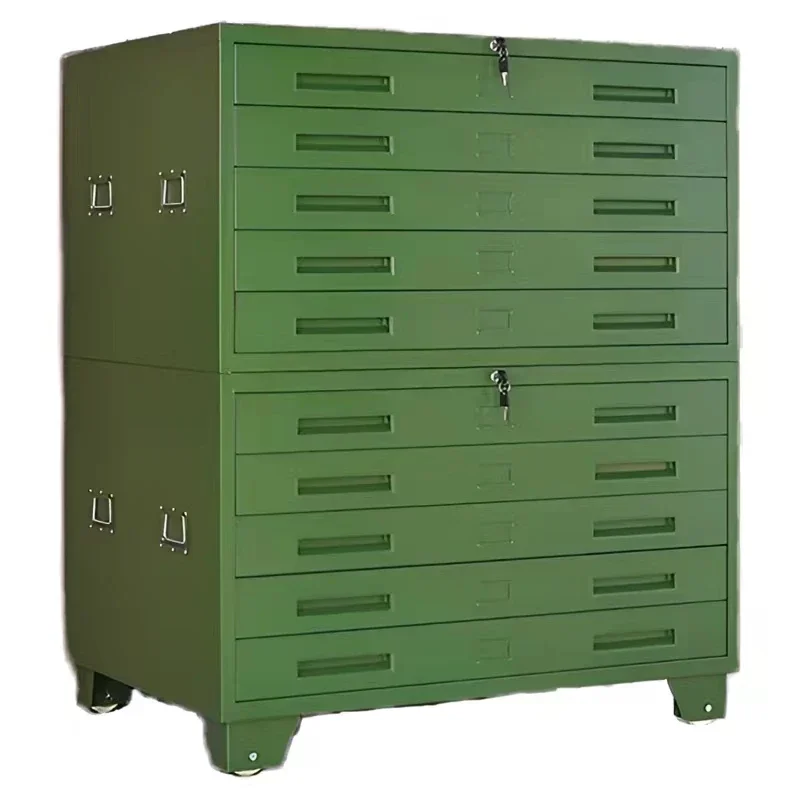 Dark green drawings File cabinet drawings Iron base diagram cabinet