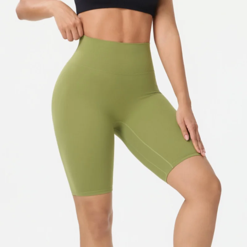 High-Waisted Buttock Lifting Yoga Shorts Summer Seamless Yoga Legging Shorts Outer Wear Tight Cycling Athletic Gym Shorts