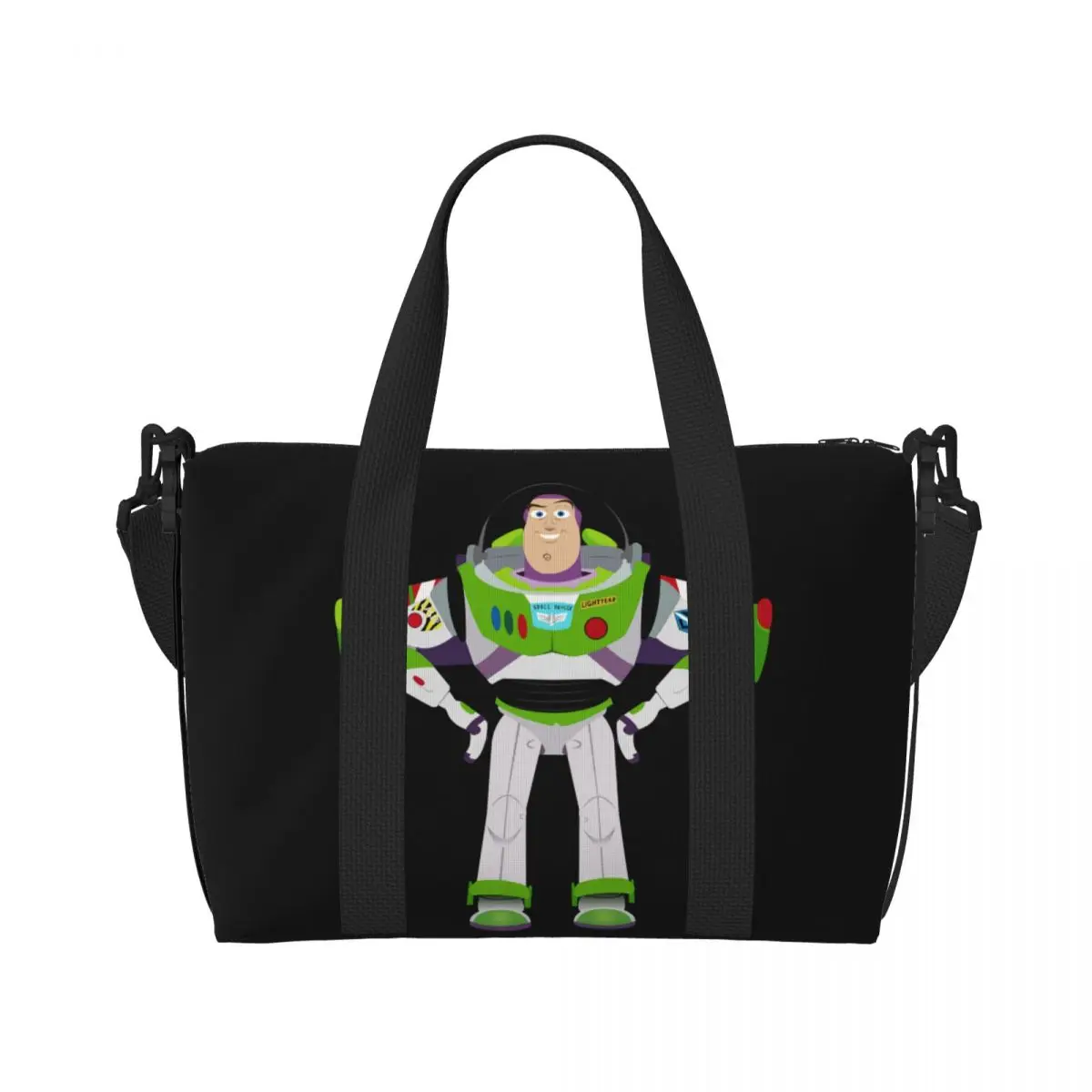 Custom Toy Story Buzz Lightyear Cartoon Tote Bag Women Large Capacity Gym Beach Shoulder Travel Bag