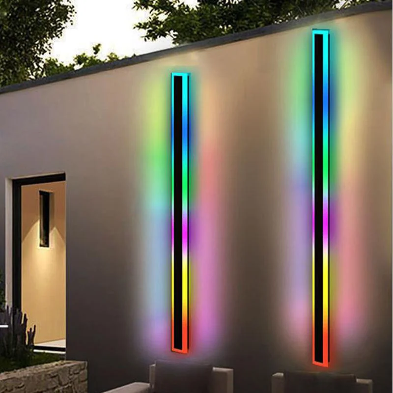 

Красочный RGB длинный уличный настенный светильник. Настенный светильник для внутреннего освещения. Настенные светильники для мобильного телефона и дистанционного управления. Декоративные.