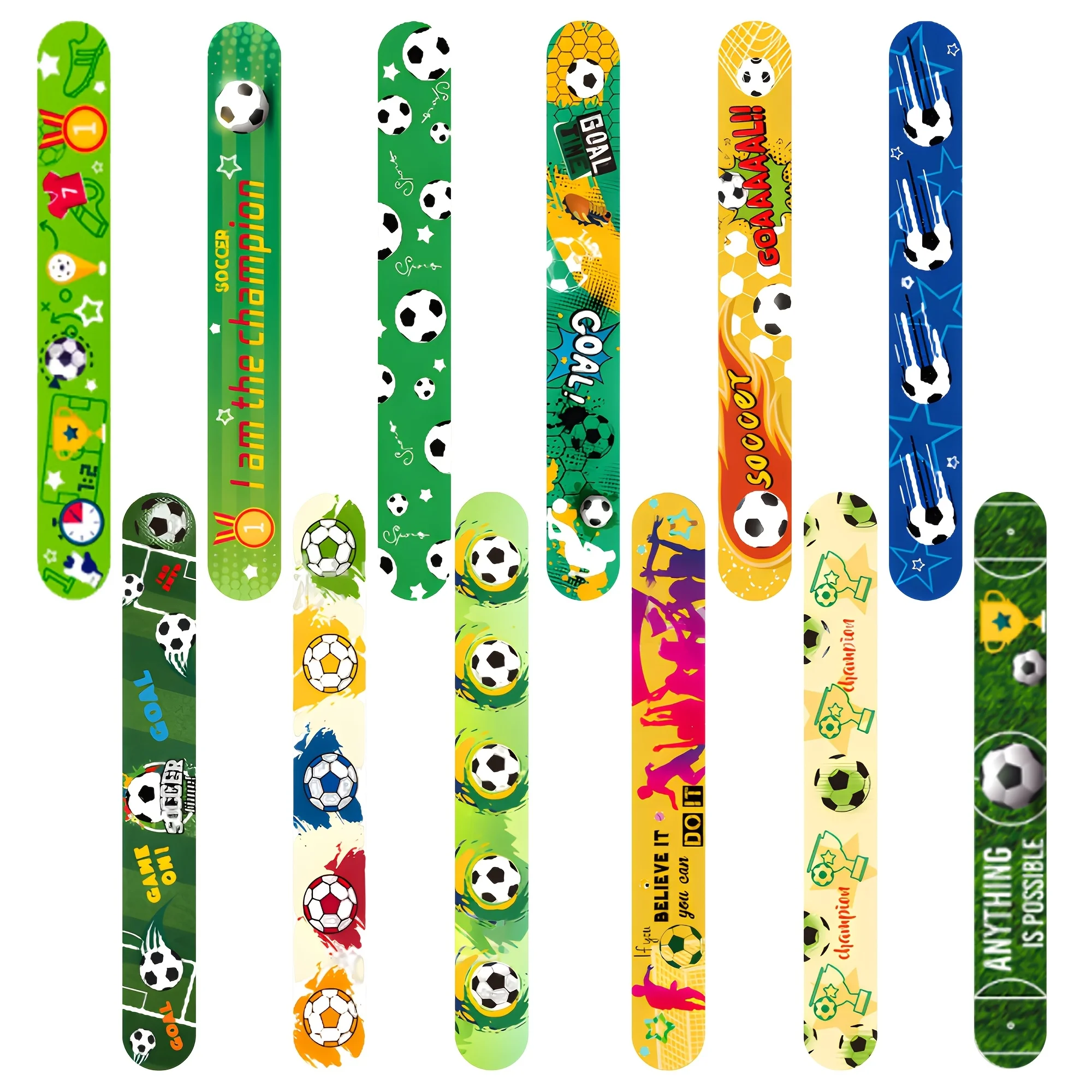 

12Pcs Football Slap Bracelets Kids Sports Theme Party Favors Birthday Decorations Classroom Prizes Holiday Christmas Gifts