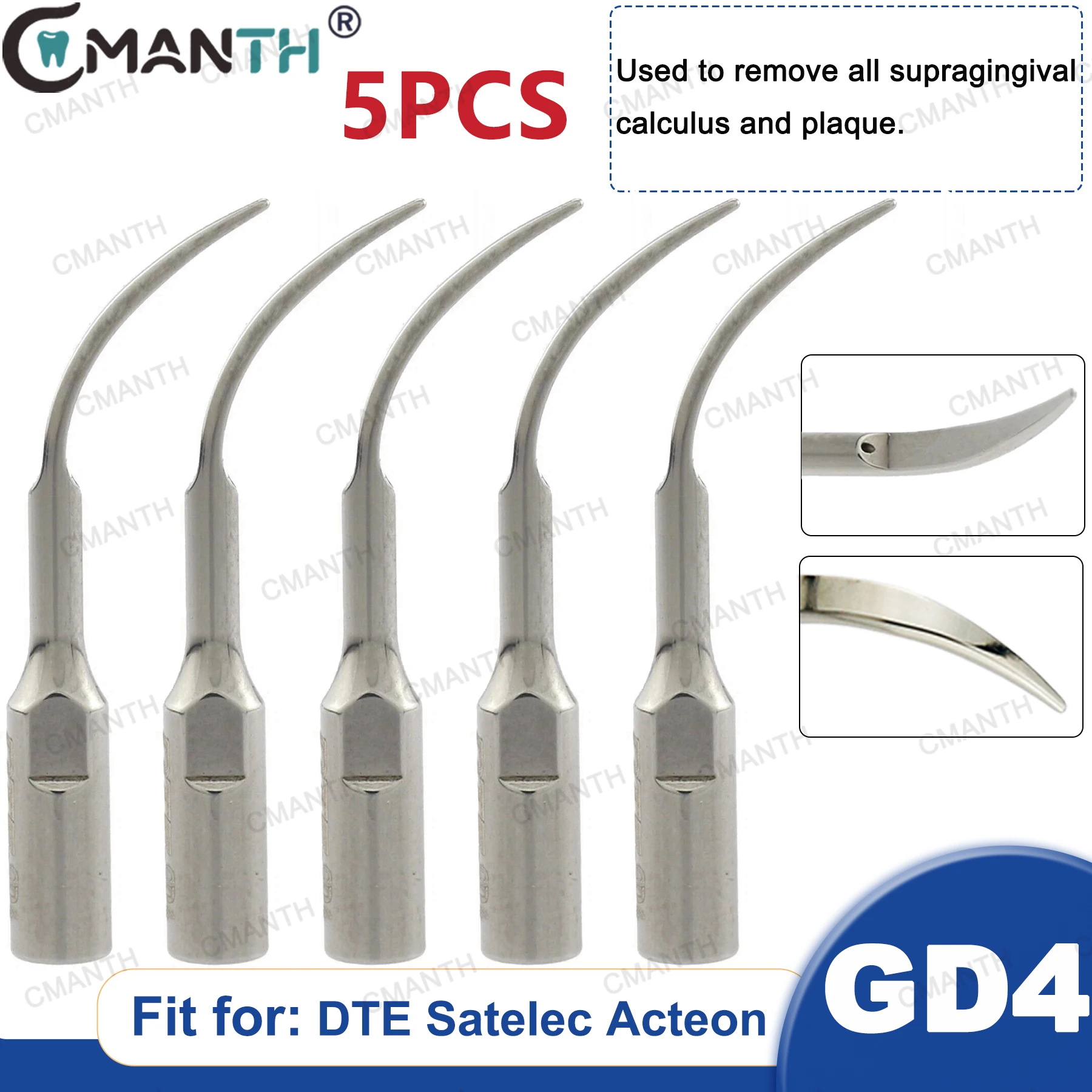 

5Pcs GD4 Dental Scaler Tips Ultrasonic Scaling Tips Fit for DTE NSK Satelec Acteon Ultrasonic Scalers Tooth Whitening Tools