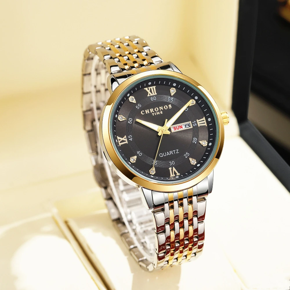 كرونوس الترفيه موضة ساعات رياضية رجالية الفولاذ المقاوم للصدأ التقويم الذكور مقاوم للماء ساعات المعصم في الهواء الطلق Relogio Masculino #1