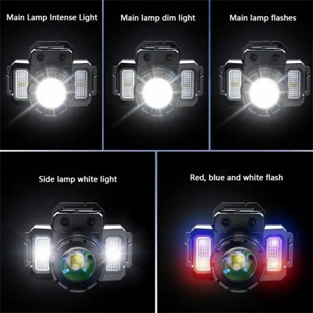 Zoomable LED Headlamp Usb Rechargeable Headlight Motion Sensor Waterproof Head Lamp Headlight Emergency Headlamp Head Work Light