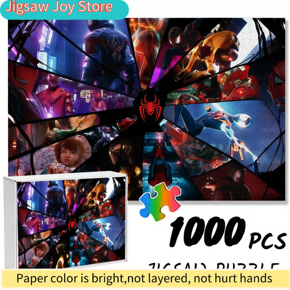 

of Marvel-Themed Seamless Puzzles Z9.22-76, Spider-Man Multiverse Collage Pattern - Durable Thick Puzzle, a Great Brain Game f