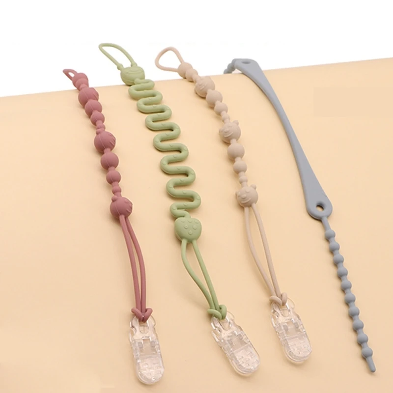 BPA Anti-drop Baby Pacifier Clip Toy Safety Strap Soft Silicone Teething Chain Adjustable Infant Nipple Holder Soother Clip