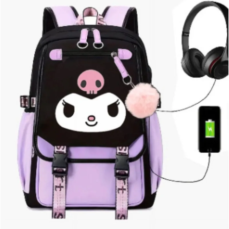 

Sanrio Kuromi Backpack Cartoon Laptop Backpack Cute Large Travel Bag Casual Backpacks