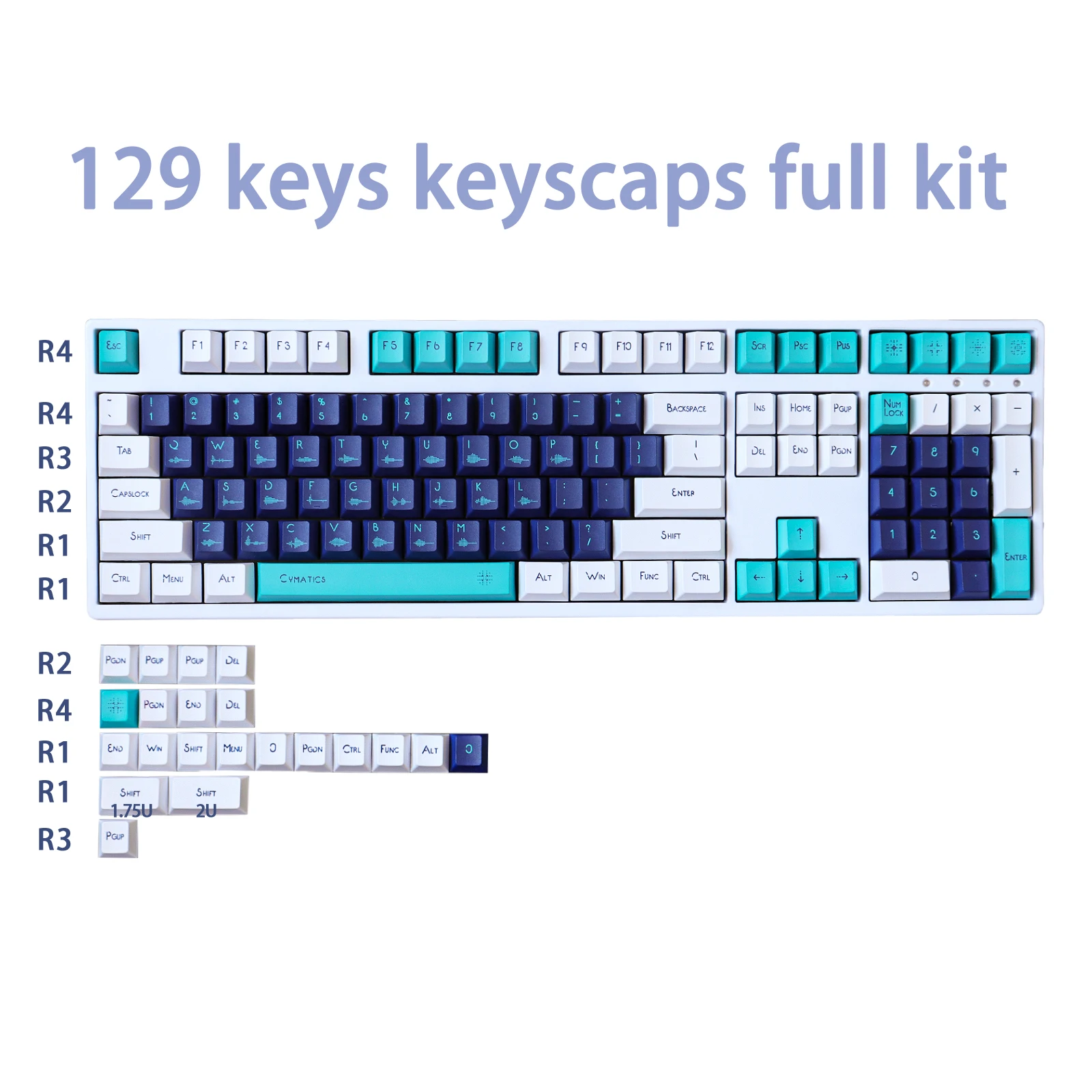 GMK Sound Flow Keycaps, 129 teclas, Cherry Profile DYE-SUB Custom GMK Keycaps para teclado mecánico