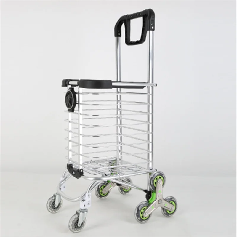 Supermarket Portable Shopping Cart Folding Luggage Trailer Multi-function Stair Climbing Trolley Elderly Grocery Outdoor Picnic