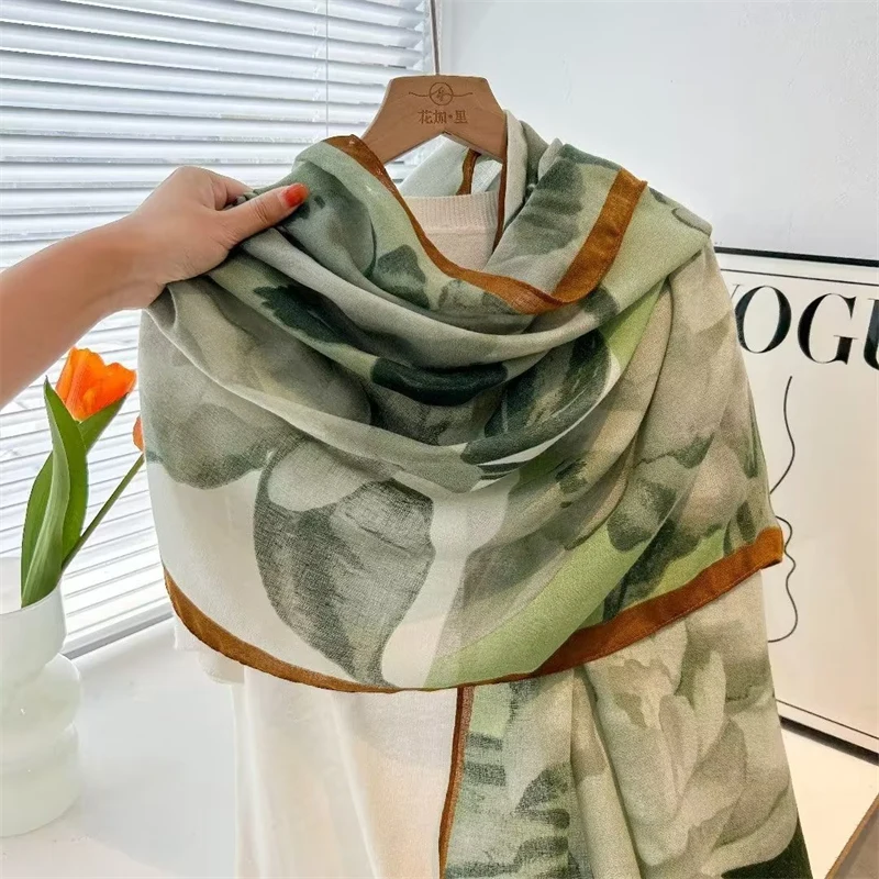 Autumn And Winter Warm Silk Wool Big Scarf For Women's High End Double Sided Double Color Silk Wool Scarf Fashion Shawl