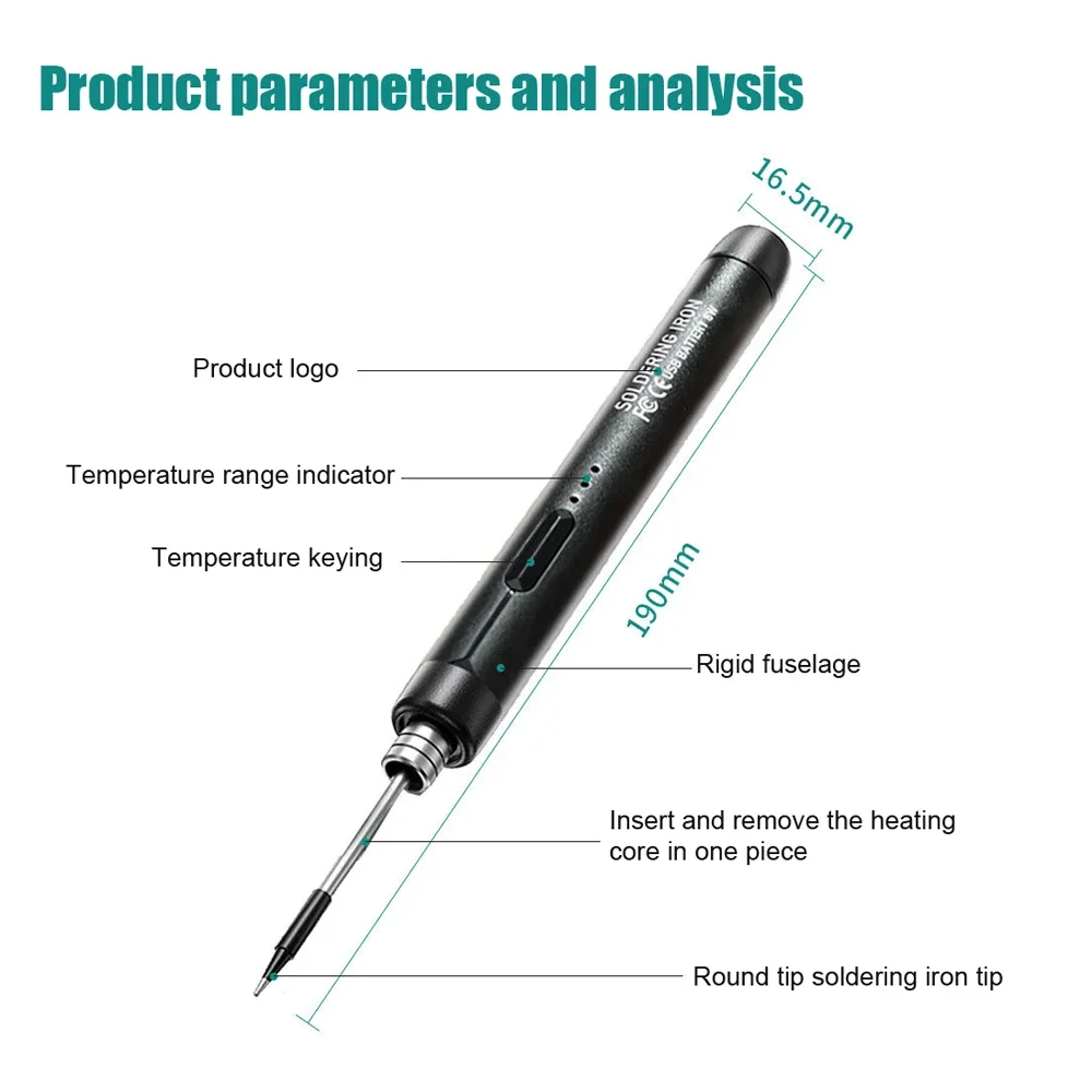 Electric Soldering Iron Welding Pen USB Intelligent Soldering Iron Power Kit with 300-450℃ Temperature Adjustment Solder Repair