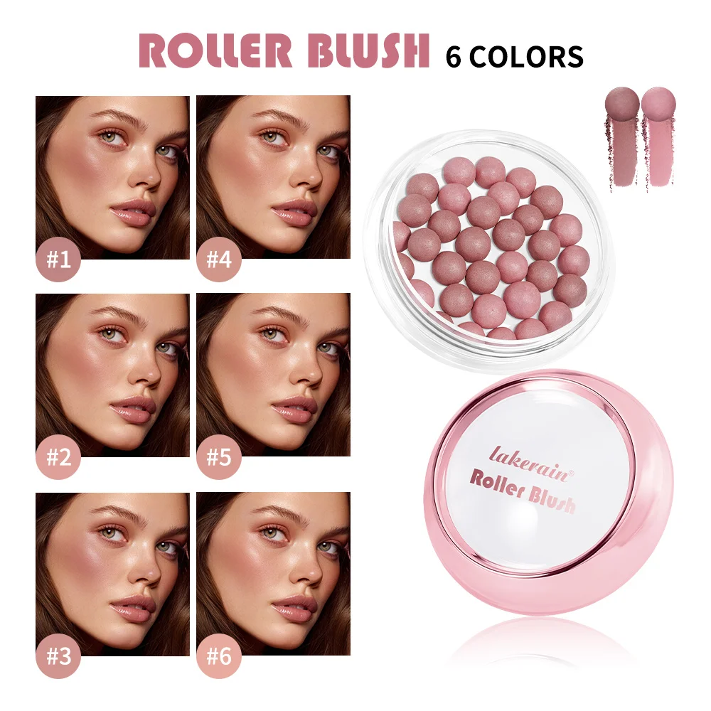 Long Lasting Roll-on Blush Makeup Natural Cheek Shimmer Finish Spherical Blush Cosmetics For Women Face Contour Blusher Powder