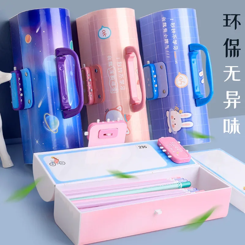 Portable Creative Pencil Case Multifunction With Password Lock Large Capacity Pencil Case Boy Girl Trousse Scolaire