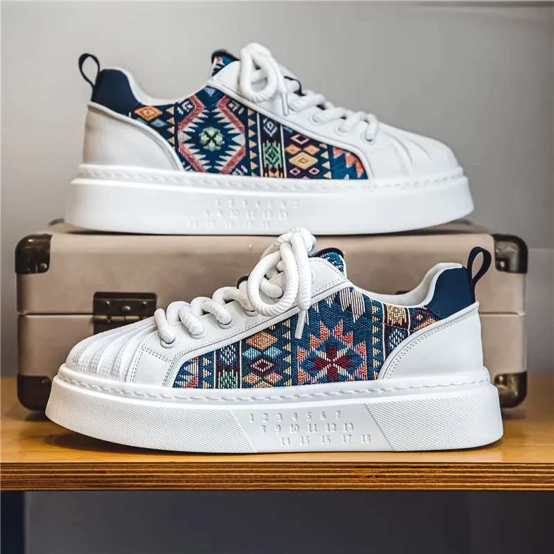 

Breathable and shock-absorbing sports men's casual thick soled white shoes, new shell toe canvas board shoes