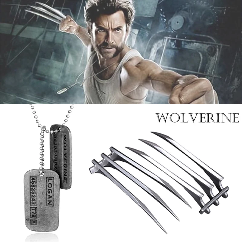 X-Men Wolverine Cosplay Props James Howlett Superhero Wolverine Military Card Necklace Claws Accessories Suit Halloween Costumes