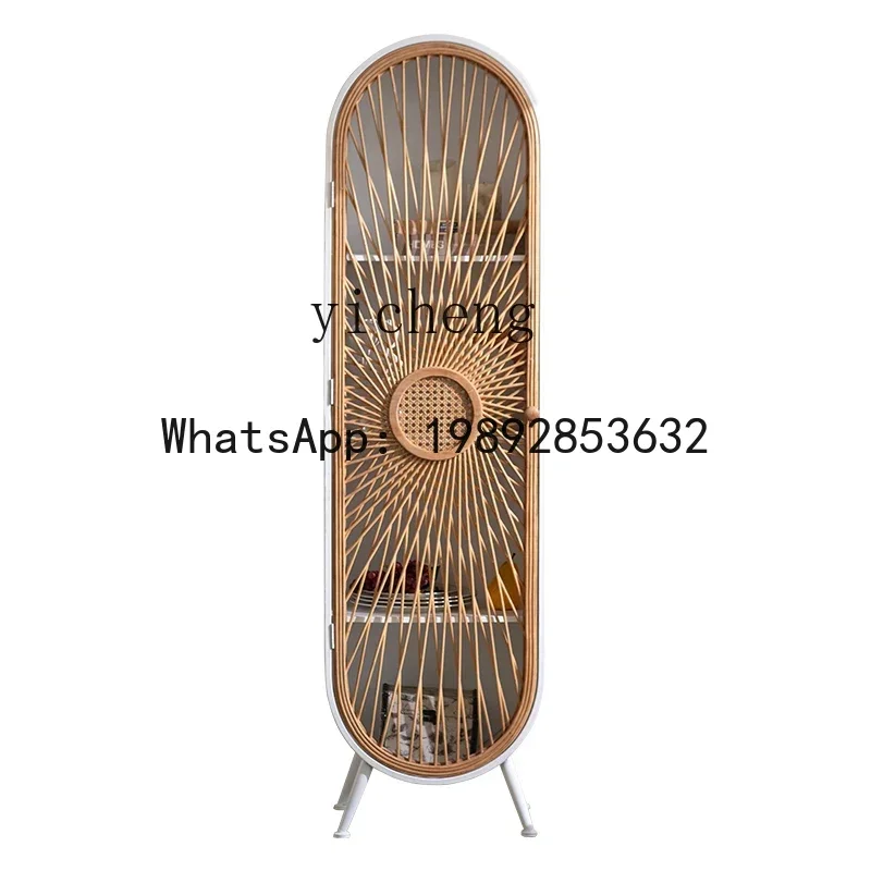 

Entrance Bamboo and Wood B & B Resort Hotel Decorative TV Side Cabinet Wrought Iron Storage