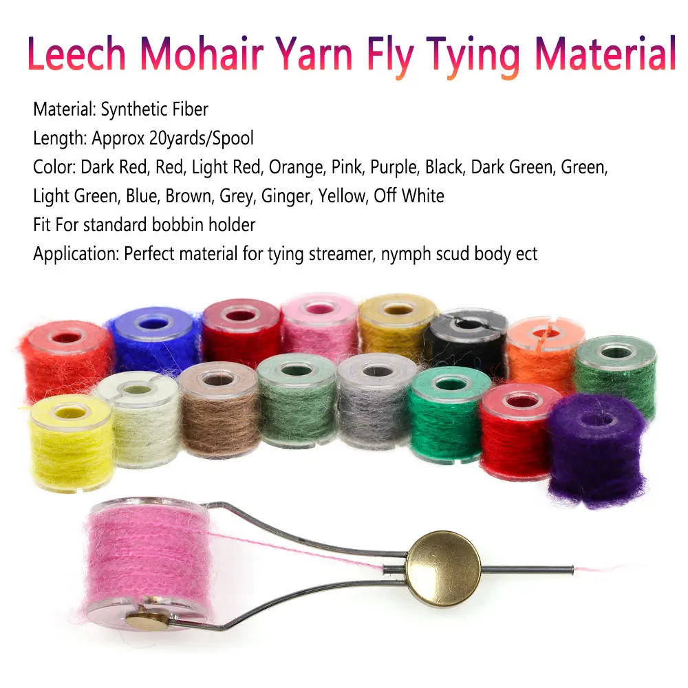 Bimoo 20yards Leech Mohair Yarn Synthetic Dubbing Line Nymph Scud Leech Streamer Body Fly Tying Material Trout Fishing Lures