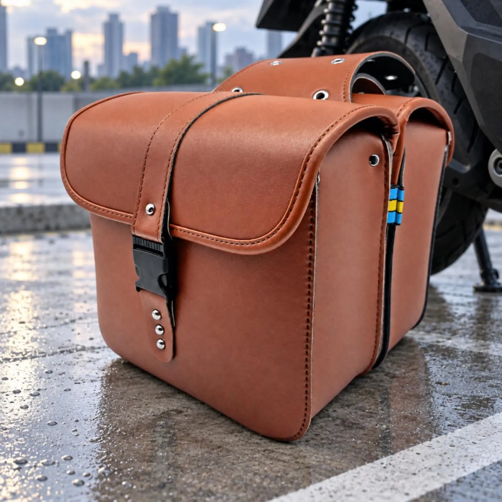 Structured EVA Motorcycle Saddle Pannier Bag Waterproof Flap Closure for Travel Weekend Adventures and Daily Highway Use