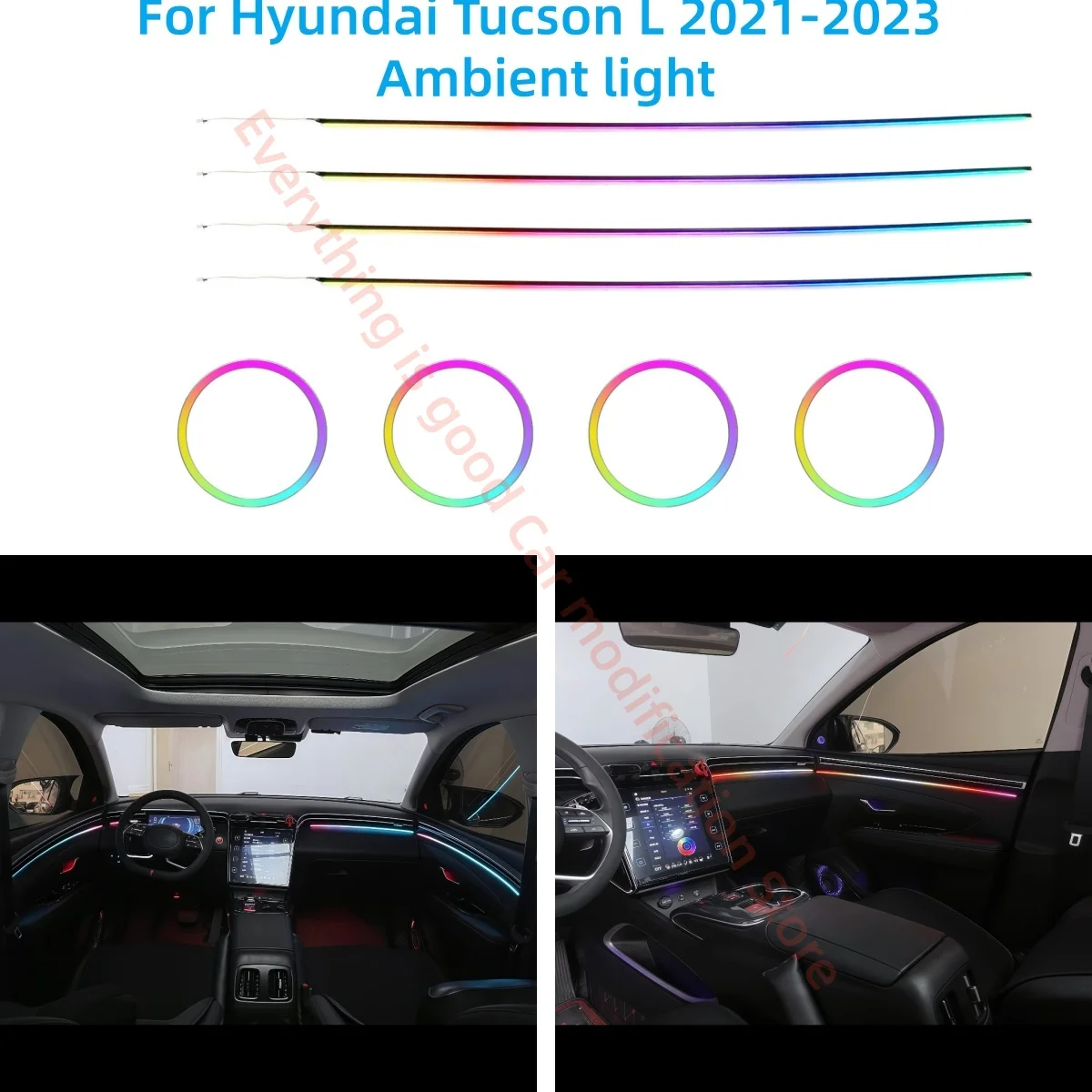 LED Ambient light For Hyundai Tucson Tucson L 2021+ Car interior lighting upgrade Auto parts Atmosphere lamp Screen&APP control
