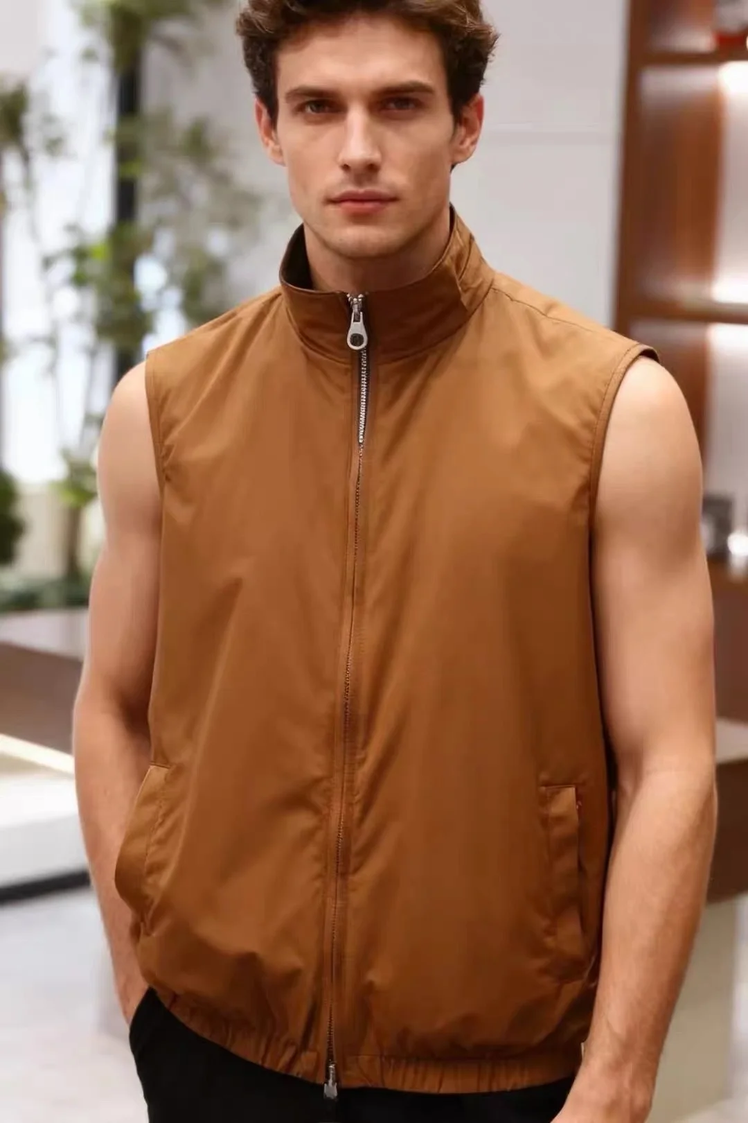 

Waterproof Two-Sided Wear Busin Casual Stand Collar Men's Jaet Autumn Winter New Sle Faion Urban Youth Zipper Pure C...