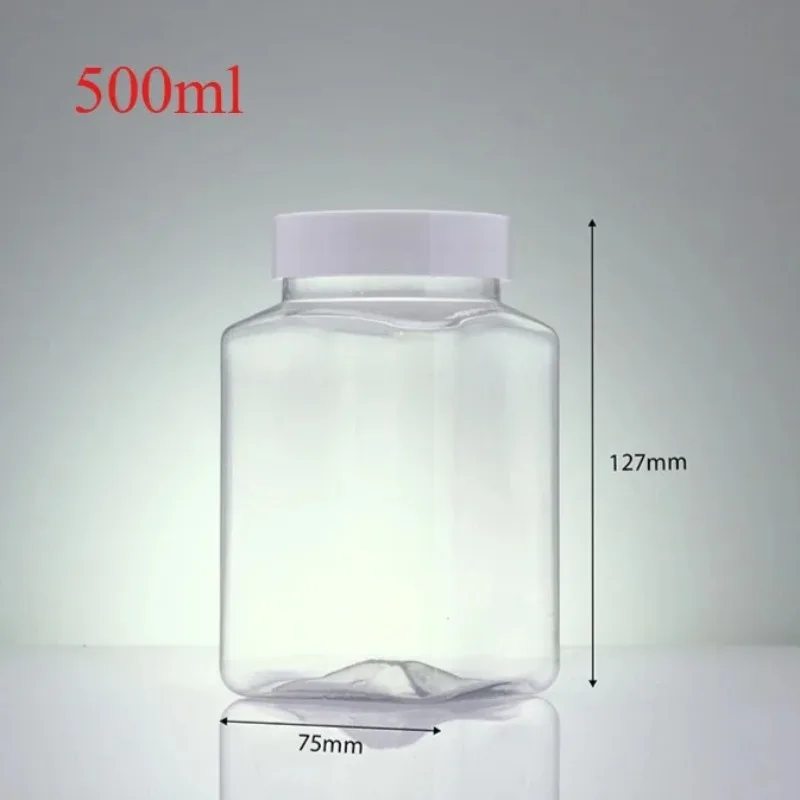 50/100/150/500ml Empty Clear Square Plastic Bottle Medicine Food Candy Bottles Refillable Bottles for Home Travel Use Convenient