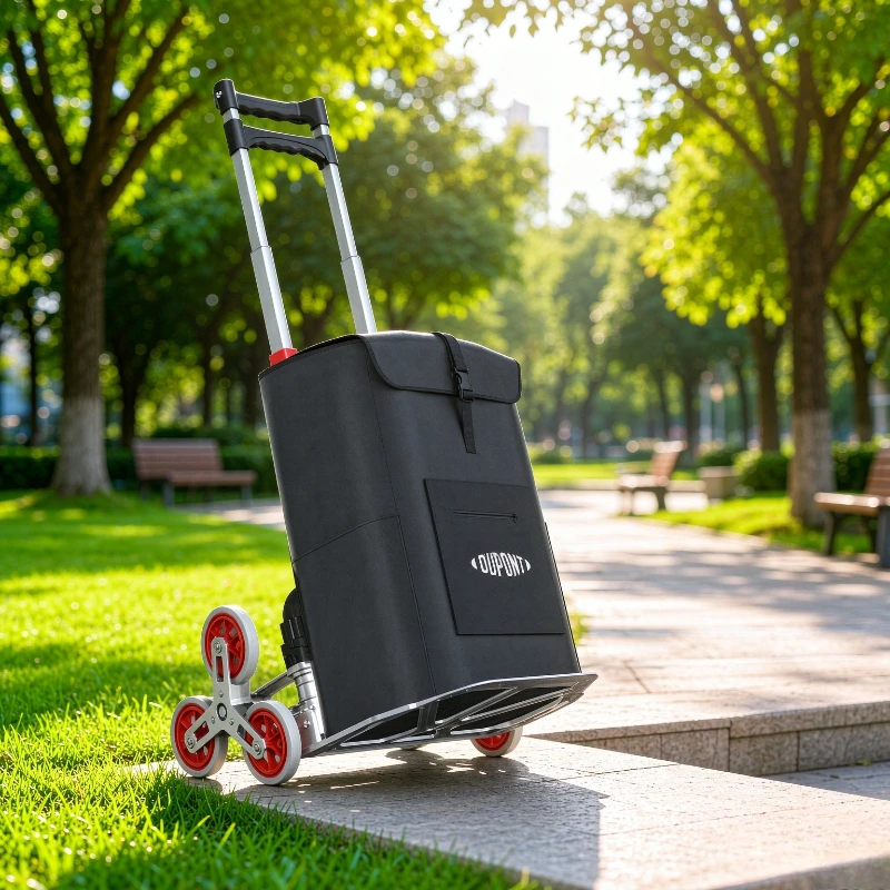 Foldable Aluminum Shopping Cart, Portable Pull Trolley with Fast Fold Frame for Grocery Luggage Stair Climbing Daily Use