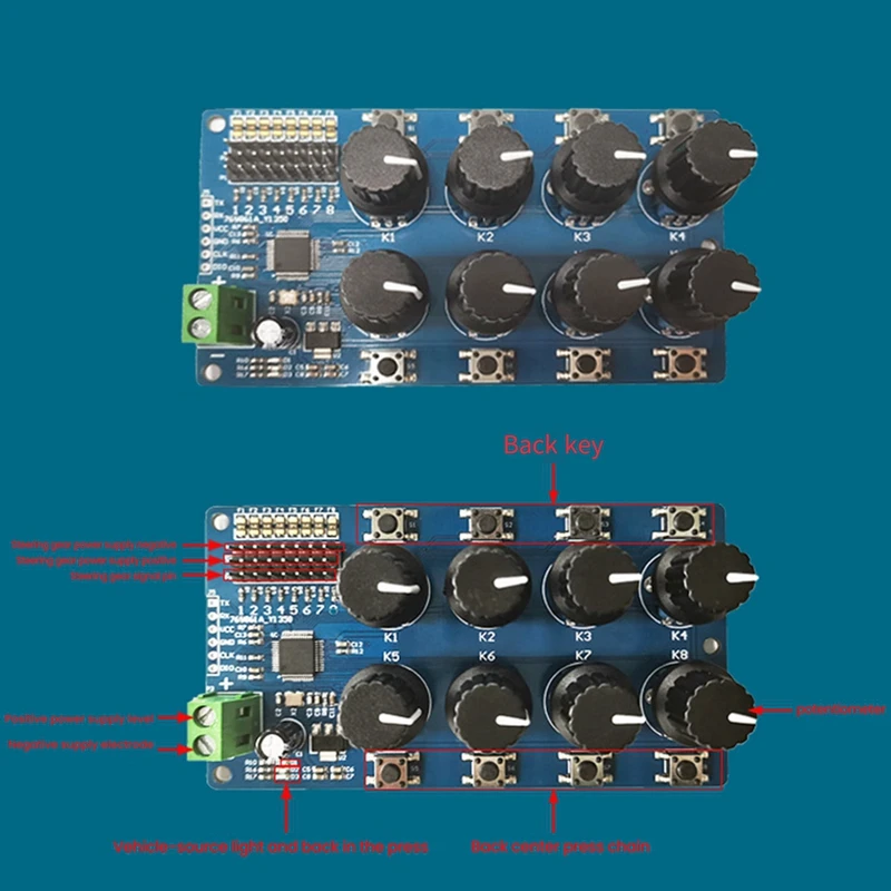 8CH Rotary Knob Servo Driver 8 Channel/Way Controller Board Overcurrent Protection Servo Tester Servo Controller, Durable