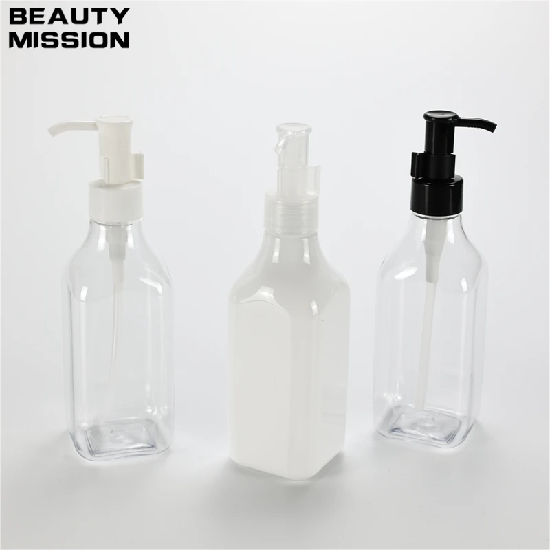 White Clear 250ml X 25 Empty Cleaning Oil Pump Bottle Skin Care Essential Oil Bottle Conditioner Lotion PET Packaging Containers