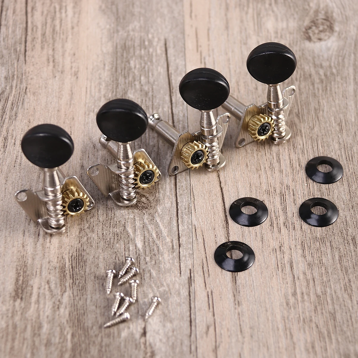 

4pcs 2R2L Ukulele Keys Tuning Pegs Machine Heads Tuners for Ukulele 4 String Guitar with Black Button