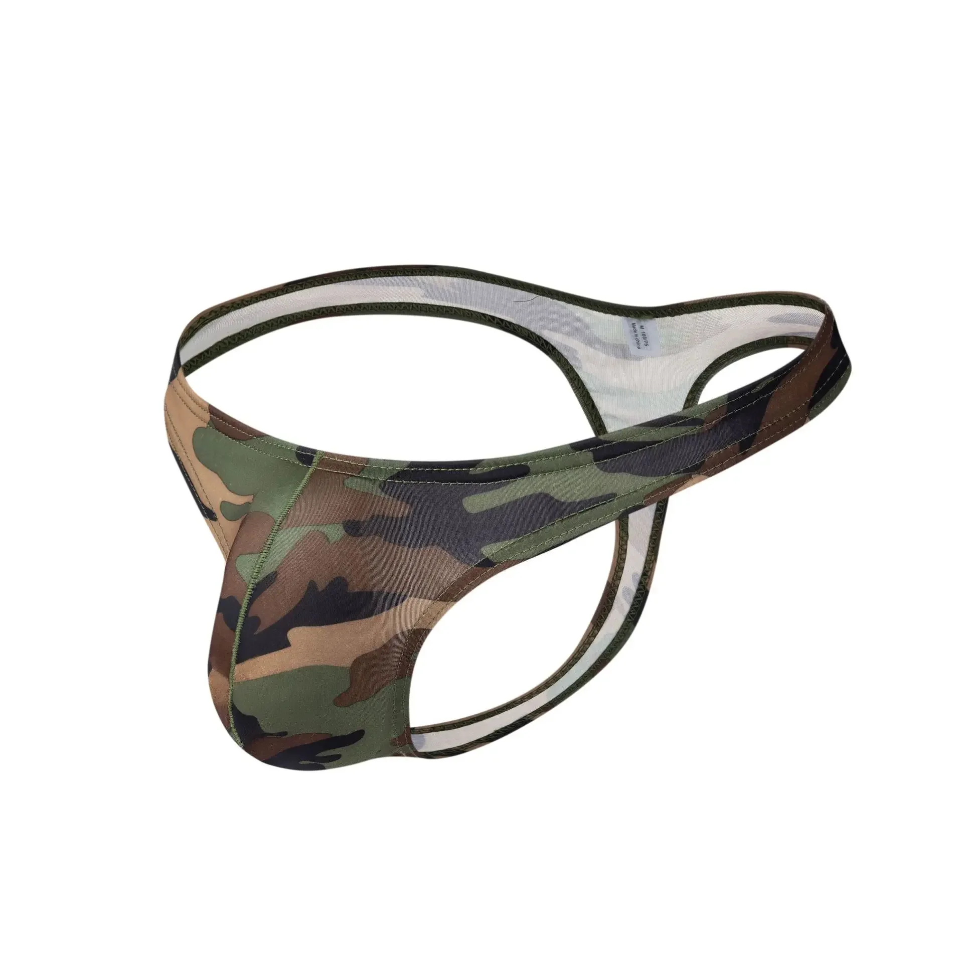 Camouflage Bulge Underwear for Men Sexy U Convex Pouch T Back Thong Ice Silk Elastic Comfortable Quick Drying Cool Feel G-string