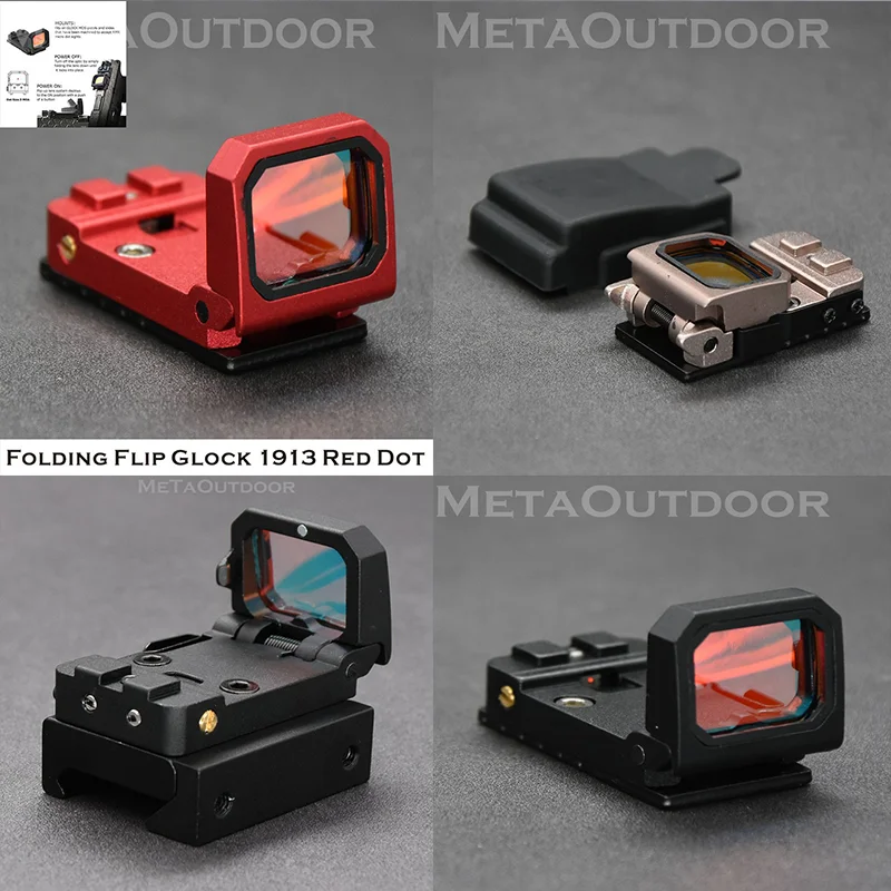 

Folding Flip Collimator Reflex Mini RMR 1x Red Dot Sight With Picatinny Weaver 20mm Mount And Pistol Glock MOS Base