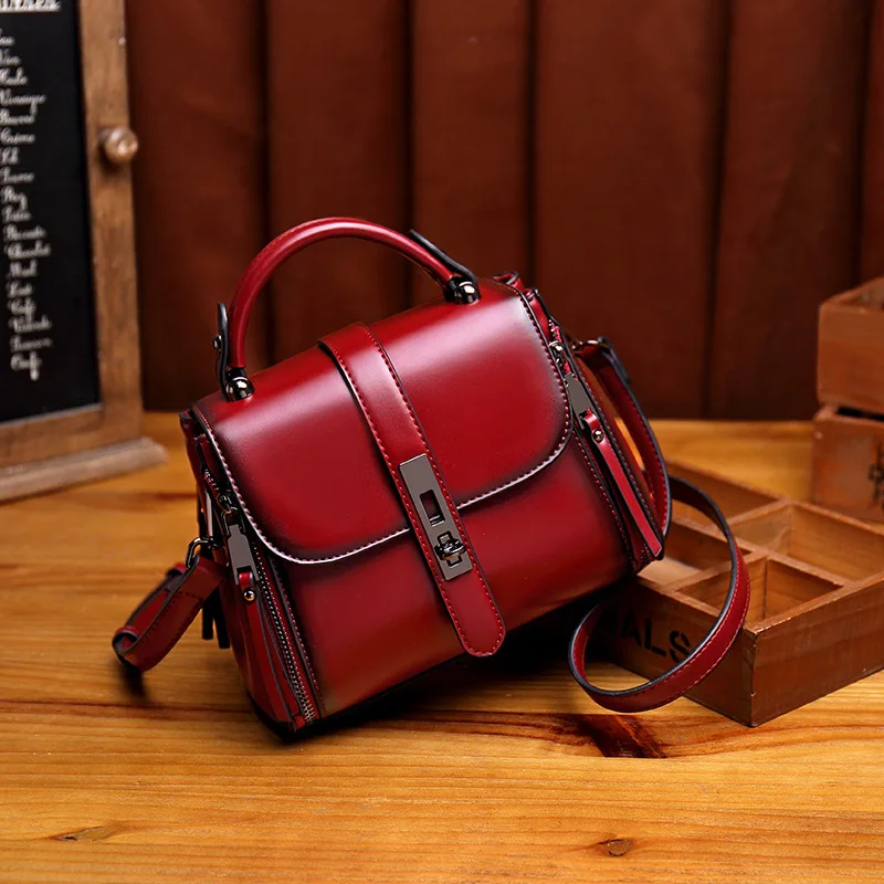 

Leather Women Bucket Bags Retro Ladies Sling Bags Fashion Women Shoulder Bags Female Handbags