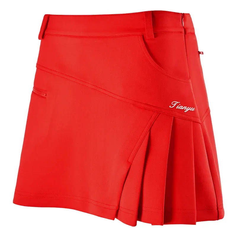 Women Golf Skorts Fitness Tennis Skirt Golf Skirt Anti Emptied Shorts Pleated Wrinkle for Girl with Safety Shorts Gift A Belt