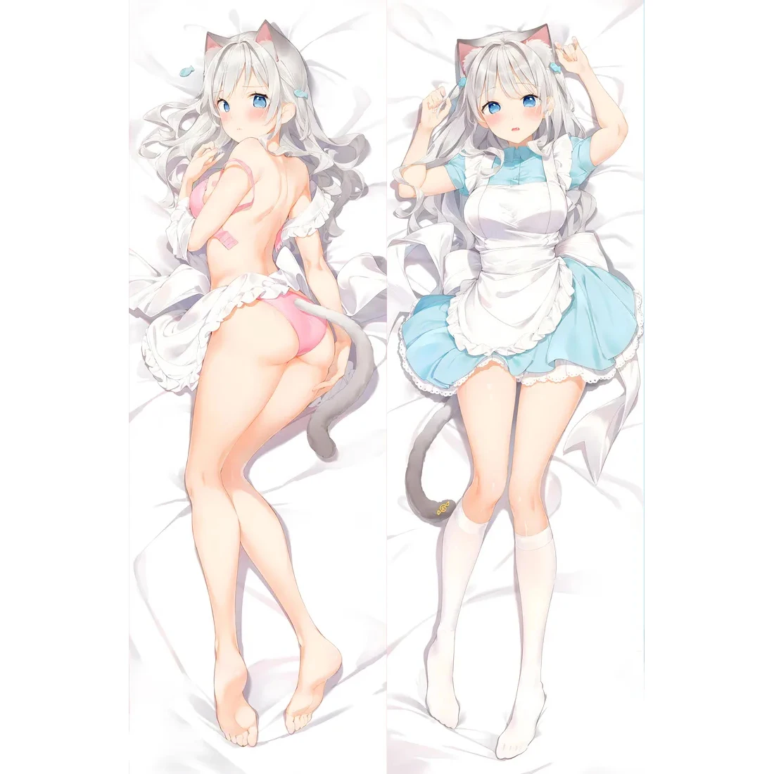 50x180cm Game Anime Vtuber ねこむすめ Cosplay Dakimakura PillowCase Hugging Body Prop Pillow Cover