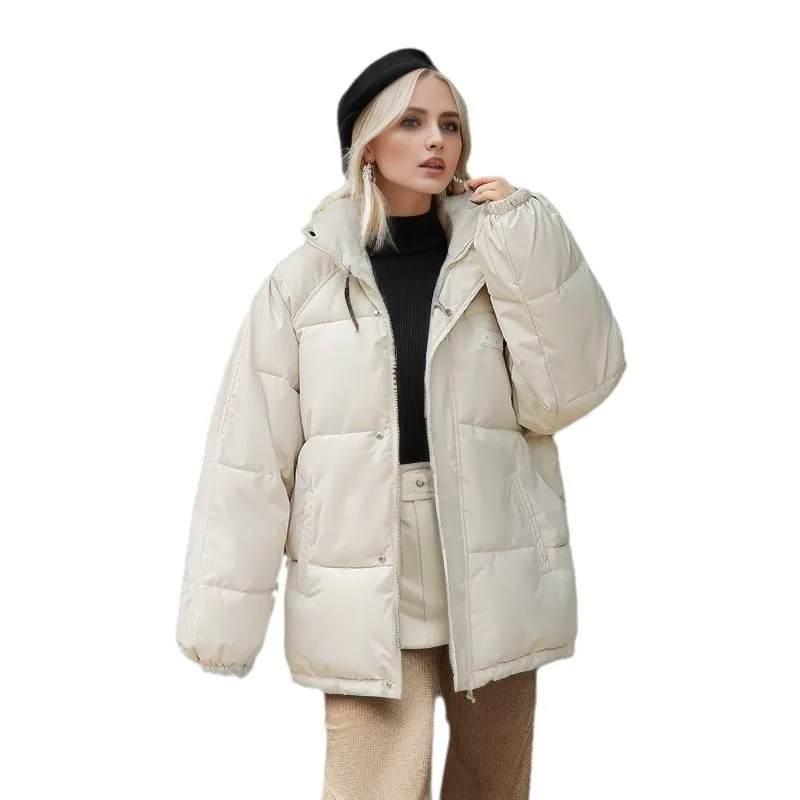 YJKDYK 2024 Winter Women\'s Oversize Parkas Coats Female High Collar Warm Cotton Jacket Women\'s Pure Collar Parkas Coats Tops