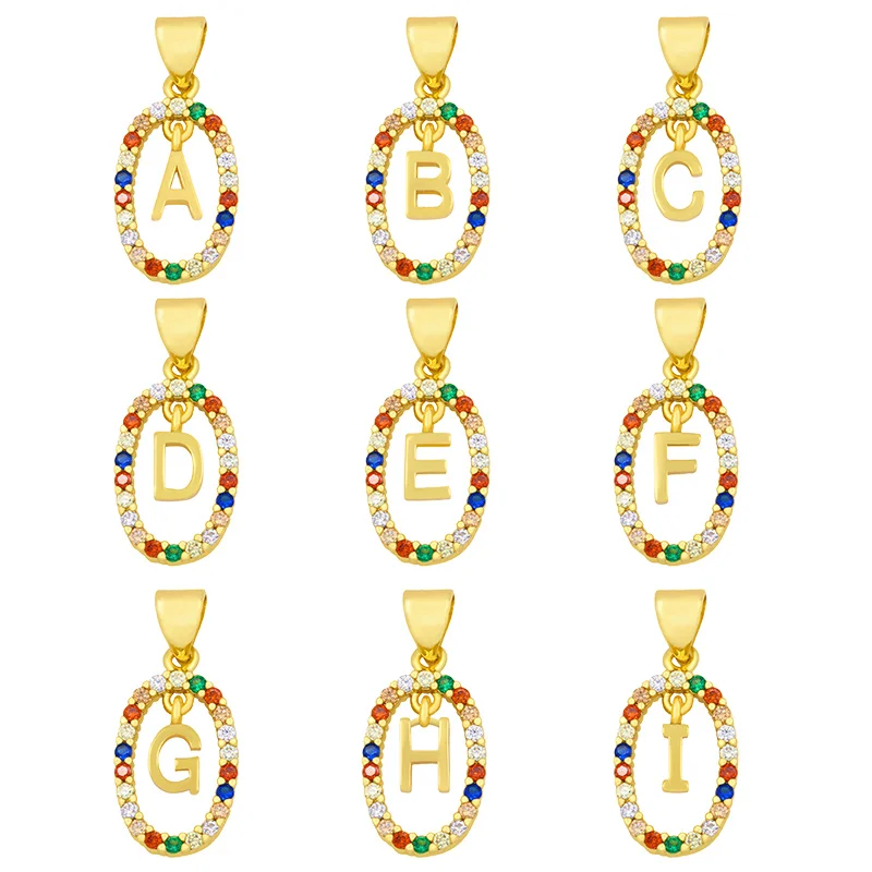 OCESRIO قوس قزح كريستال 26 الأبجدية قلادة بحرف لقلادة القرط لتقوم بها بنفسك النحاس مجوهرات مطلية بالذهب صنع لوازم pdta361