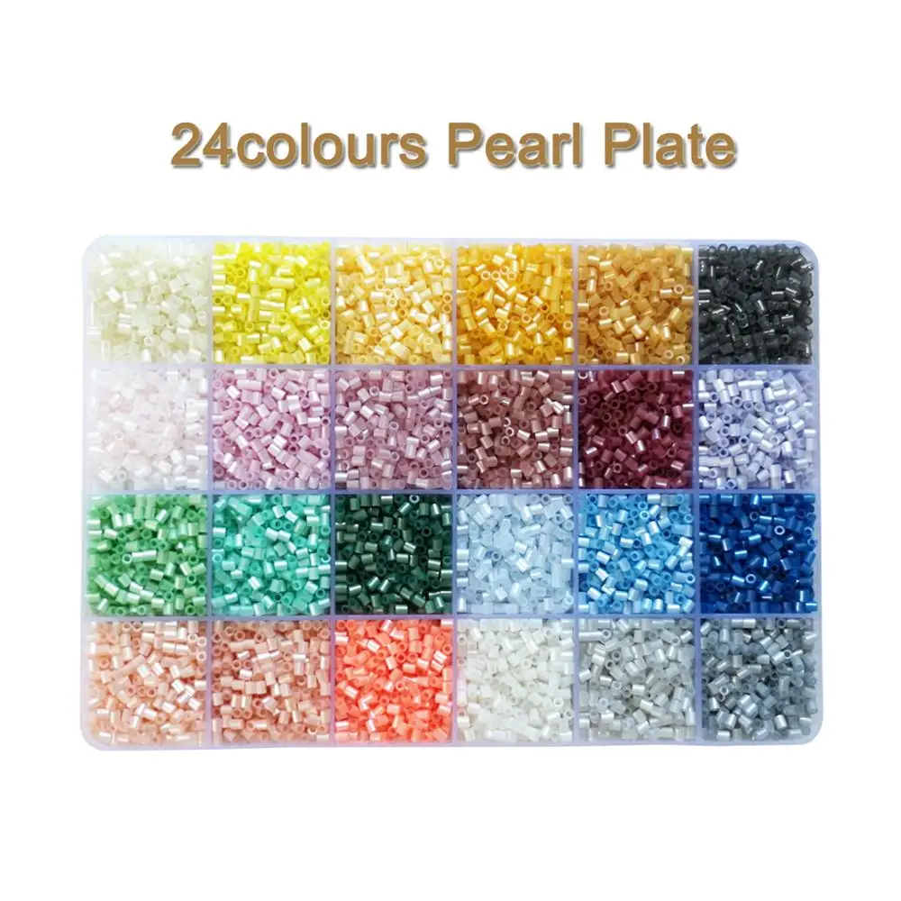 

Yantjouet 2.6mm 24colours Pearl Plate Kits 13200pcs Puzzle Hama Perler Beads Set Box Pegboard Iron Beads Fuse Gift children Toy