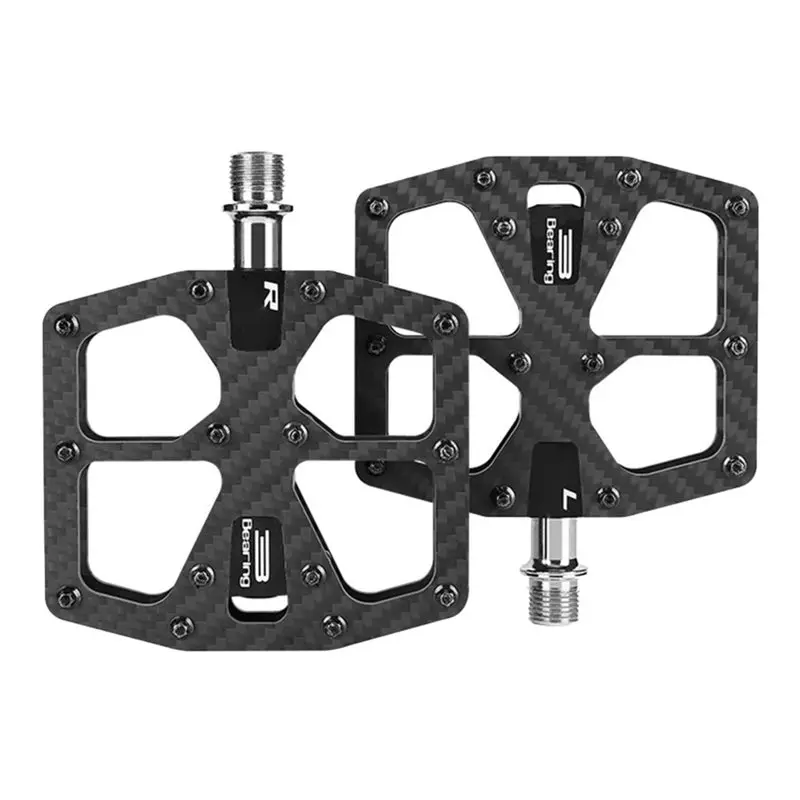 Pédales plates antidérapantes A74K pour le cyclisme en plein air, pédales de vélo en fibre de carbone, pédales de vélo à trois roulements
