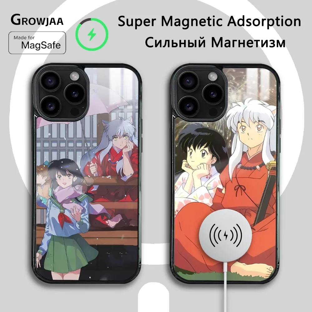 

Anime Inuyasha Phone Case For iPhone 16 15 14 13 12 11 Pro Max Plus Mini Magsafe Mirror Wireless Magnetic Cover