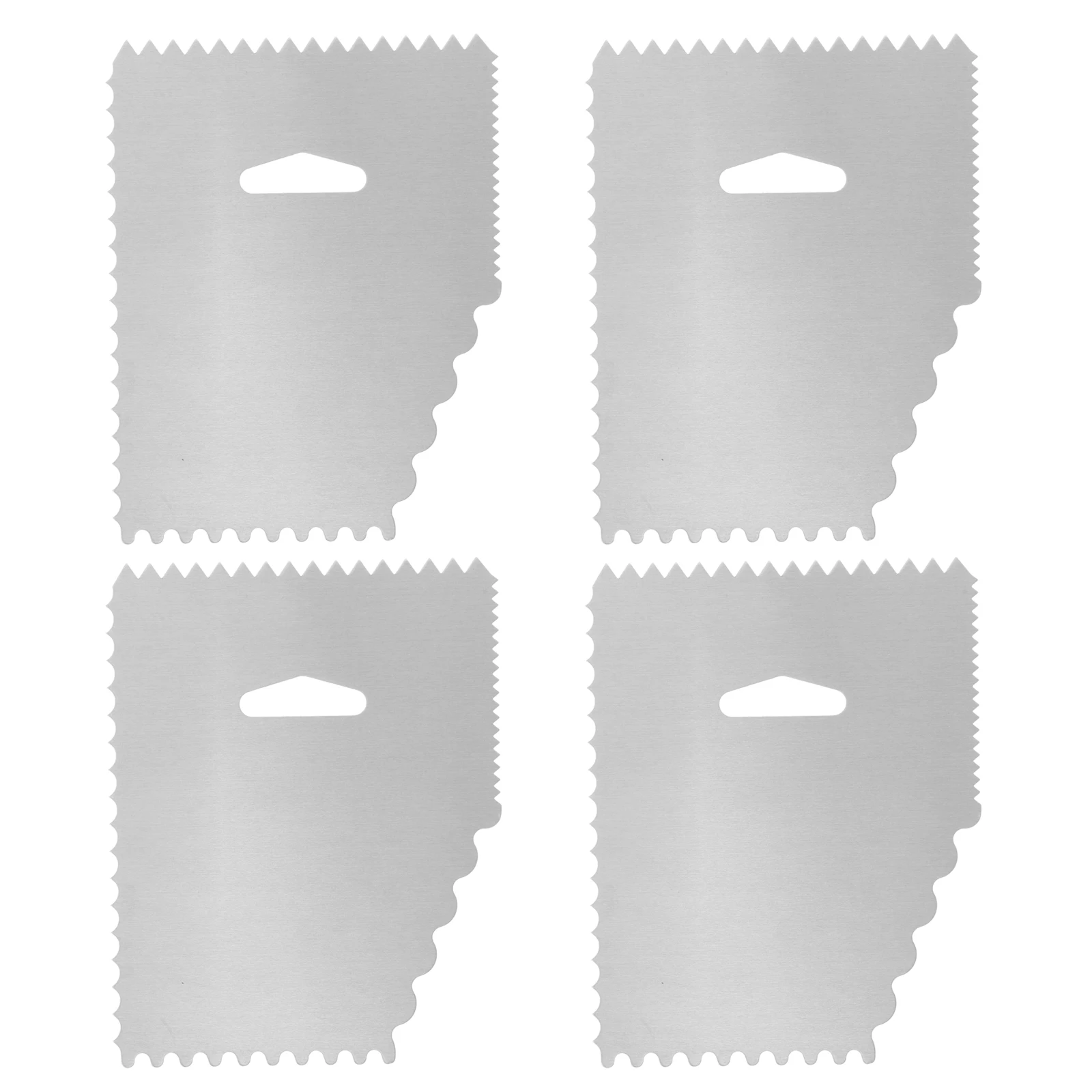 

4 Pcs Square Cake Scraper Aluminum Alloy Tooth Design Baking Tools Set Easy Clean Reusable Portable Smoother