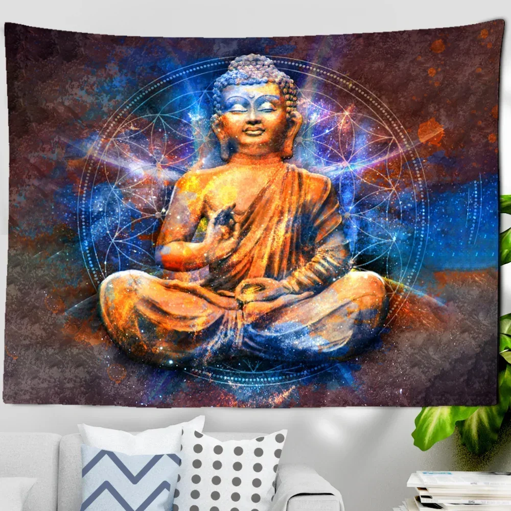 Buddha Tapestry Wall Hanging Meditator Seven Chakras Indian Bohemian Style Mandala Tapiz Hippie Home Decor