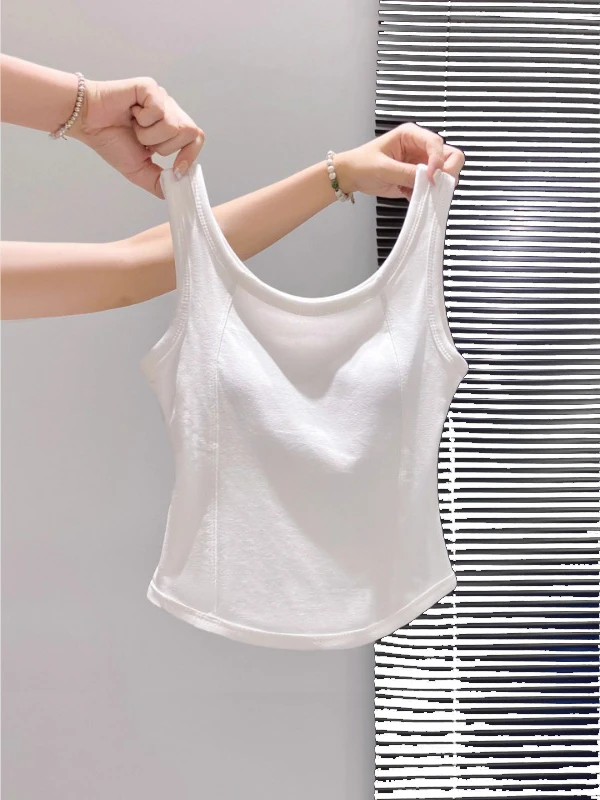 White Strapl ort Sve Women's Vest 2025 New Summer Outerwear with Chest Pad Inner Matchings No Sve Top